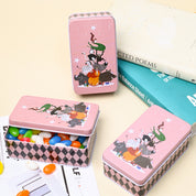 Animal Print Tin Storage Box - Set Of 3, Pink