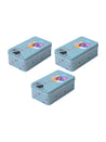 Animal Print Tin Storage Box - Set Of 3, Sky Blue - MARKET99