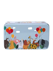 Mini Animal Print Tin Storage Box - Set Of 3, Sky Blue - MARKET99