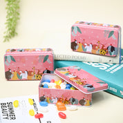 Mini Animal Print Tin Storage Box - Set Of 3, Pink