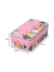 Mini Animal Print Tin Storage Box - Set Of 3, Pink - MARKET99