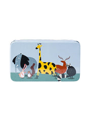 Mini Animal Print Tin Storage Box - Set Of 3, Blue - MARKET99