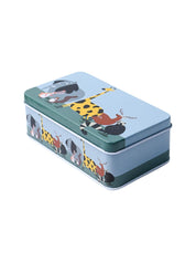 Mini Animal Print Tin Storage Box - Set Of 3, Blue - MARKET99