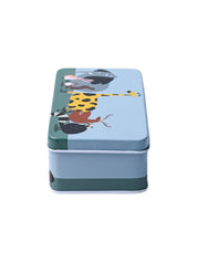 Mini Animal Print Tin Storage Box - Set Of 3, Blue - MARKET99