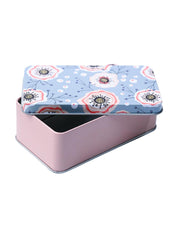 Animal Print Tin Storage Box - Set Of 3, Blue - MARKET99