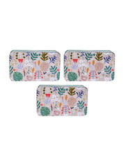 Floral Tin Storage Box - Set Of 3, Multicolor - MARKET99
