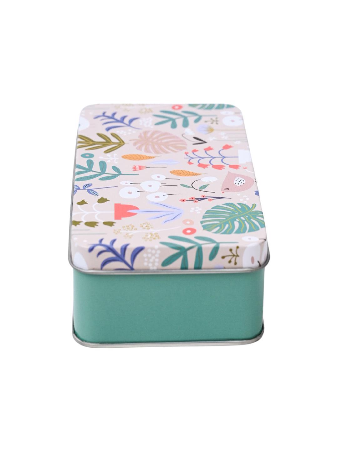Floral Tin Storage Box - Set Of 3, Multicolor - MARKET99