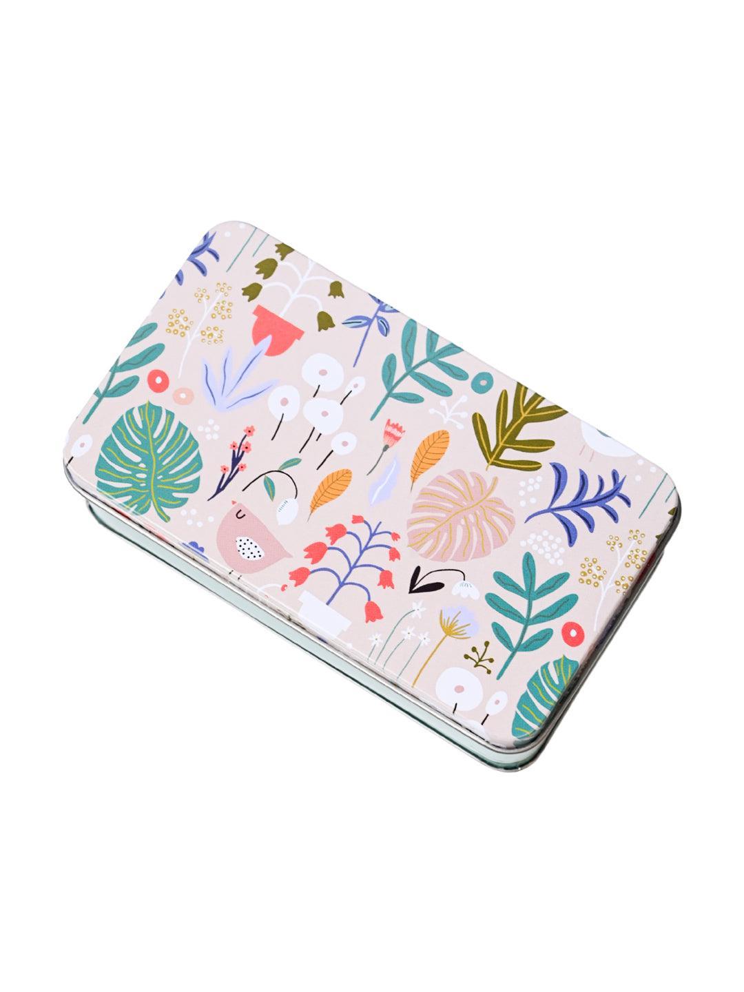 Floral Tin Storage Box - Set Of 3, Multicolor - MARKET99