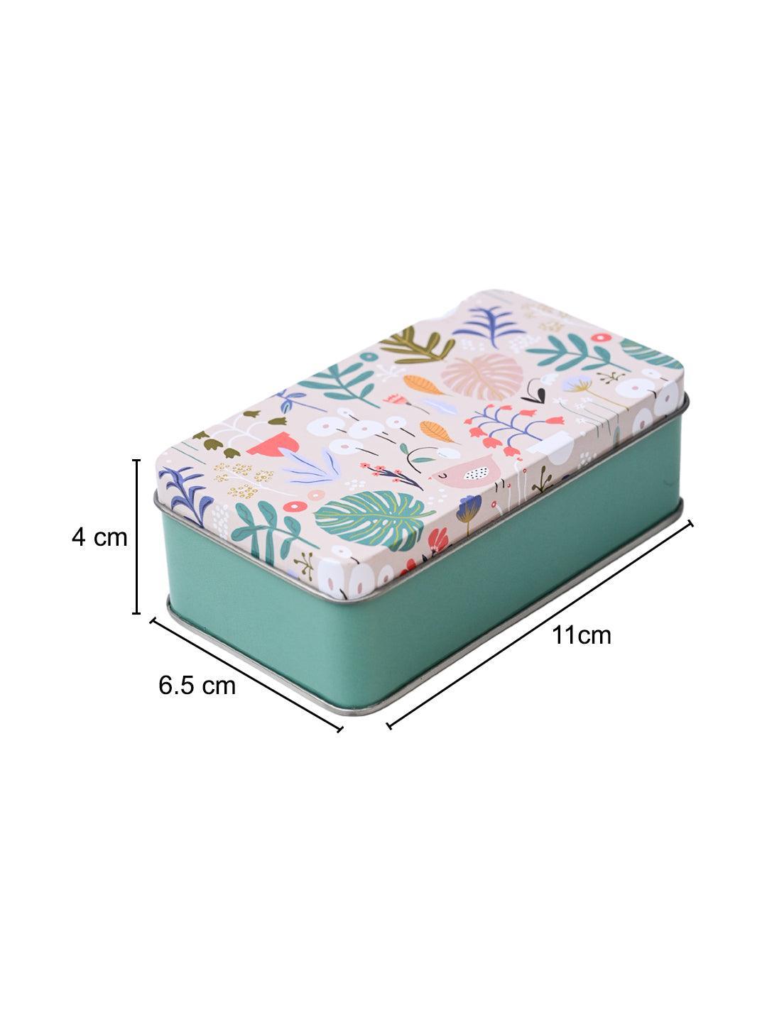 Floral Tin Storage Box - Set Of 3, Multicolor - MARKET99