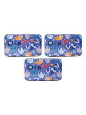 Mini Floral Tin Storage Box Of 3, Blue - MARKET99