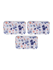 Mini Floral Tin Storage Box - Set Of 3, White - MARKET99