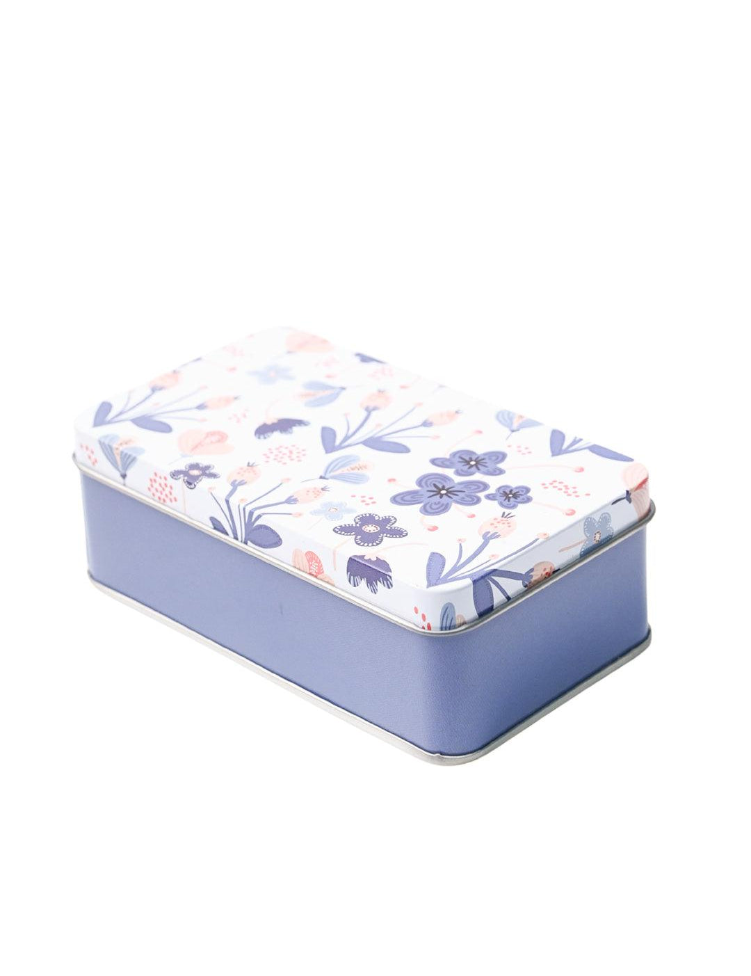 Mini Floral Tin Storage Box - Set Of 3, White - MARKET99