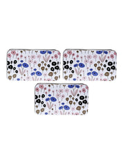 Floral Tin Storage Box - Set Of 3, White - MARKET99