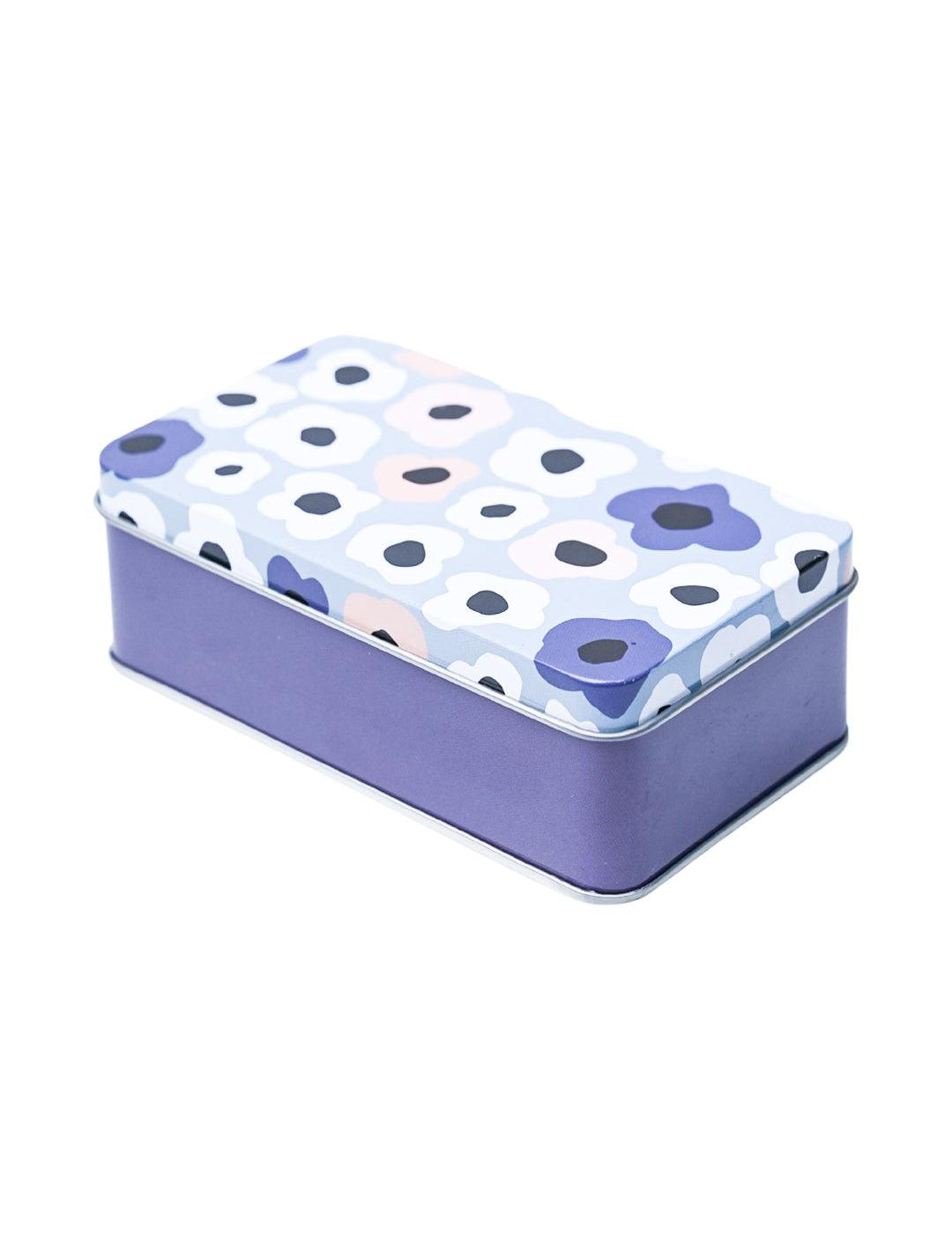 Floral Tin Storage Box - Set Of 3, Grey - MARKET99