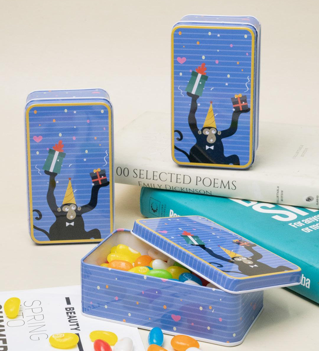 Animal Tin Storage Box - Set Of 3, Blue - MARKET99