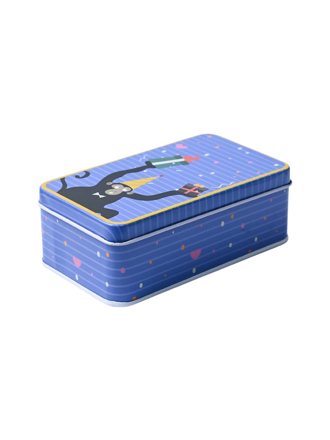Animal Tin Storage Box - Set Of 3, Blue - MARKET99