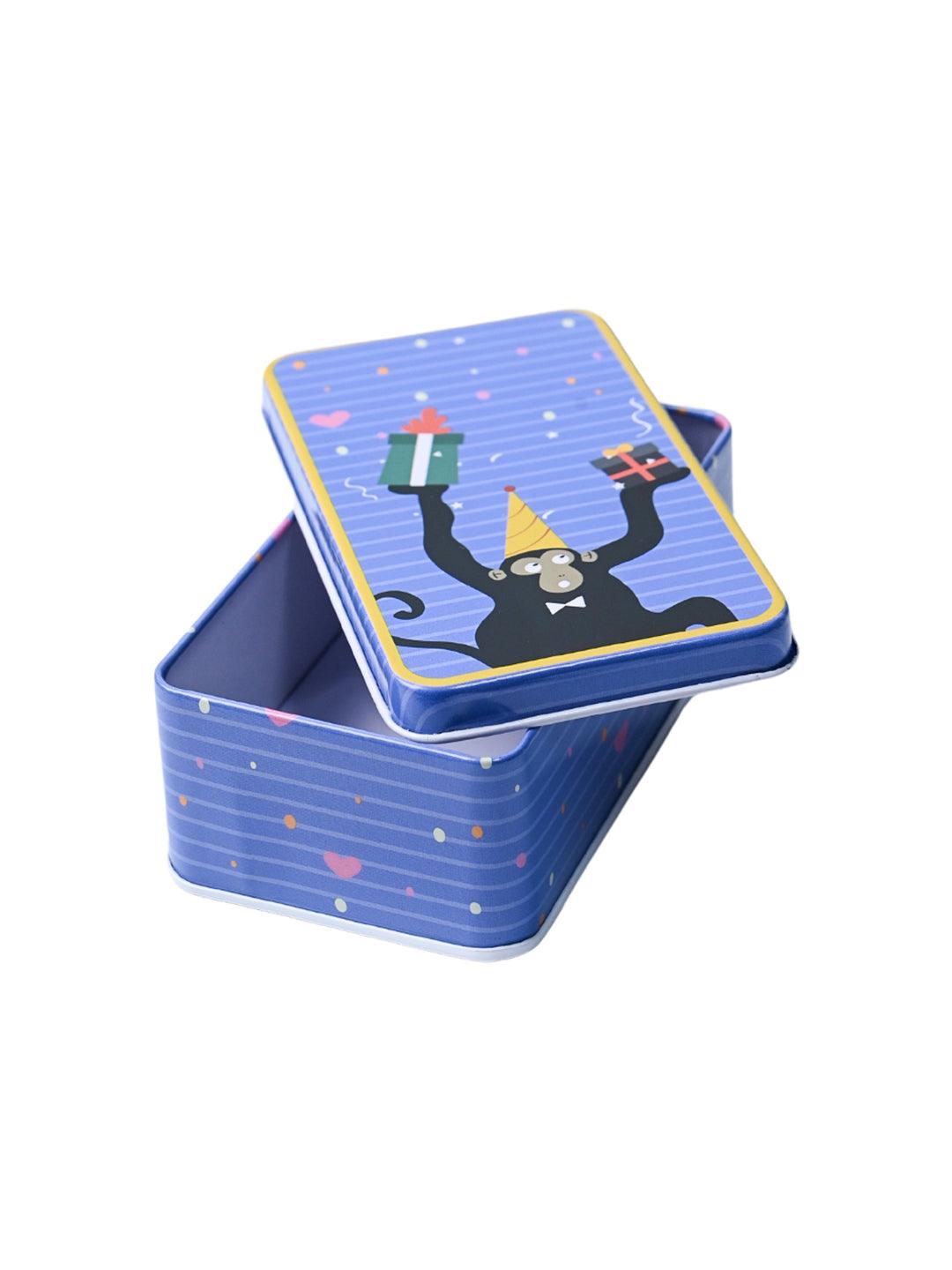 Animal Tin Storage Box - Set Of 3, Blue - MARKET99