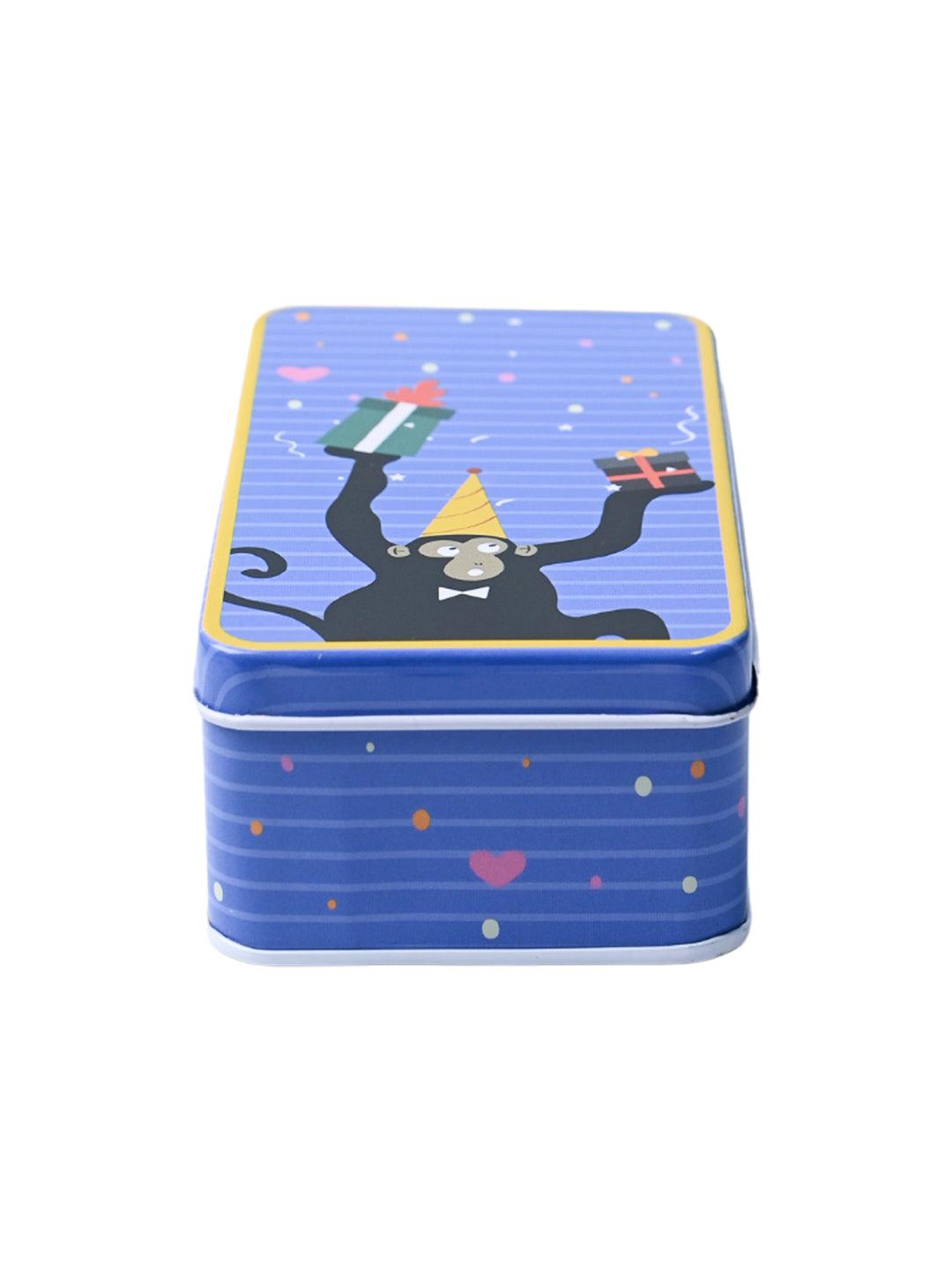 Animal Tin Storage Box - Set Of 3, Blue - MARKET99