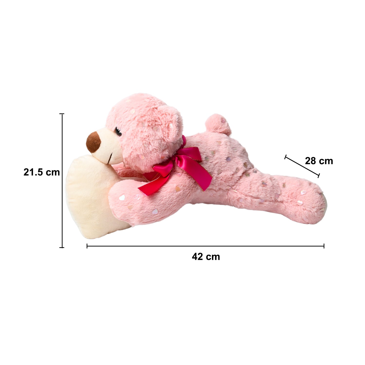Valentine Pink Teddy Bear With Heart - 21.5CM