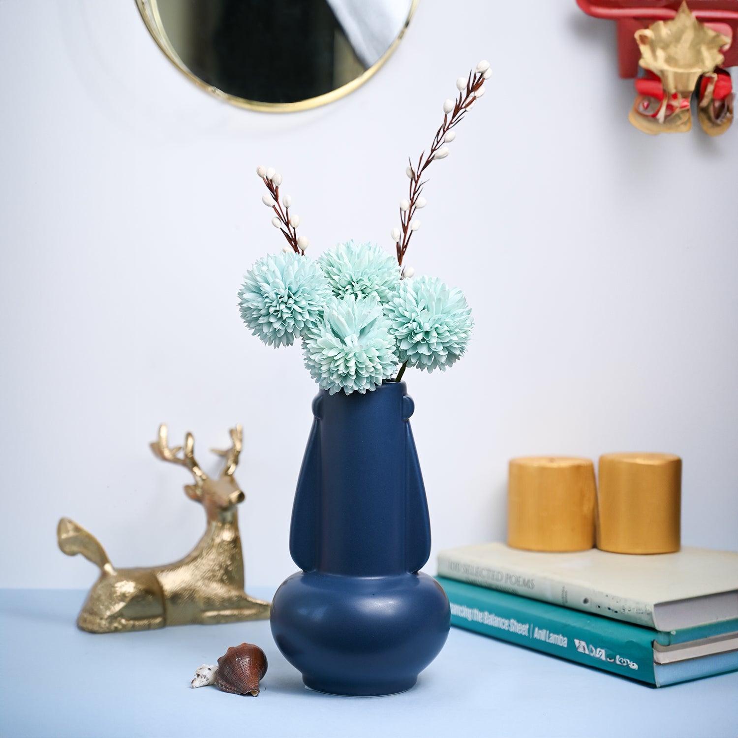 VON CASA Ceramic Blue Vase