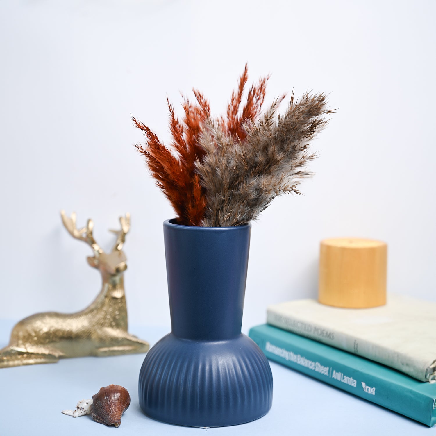 VON CASA Ceramic Blue Vase
