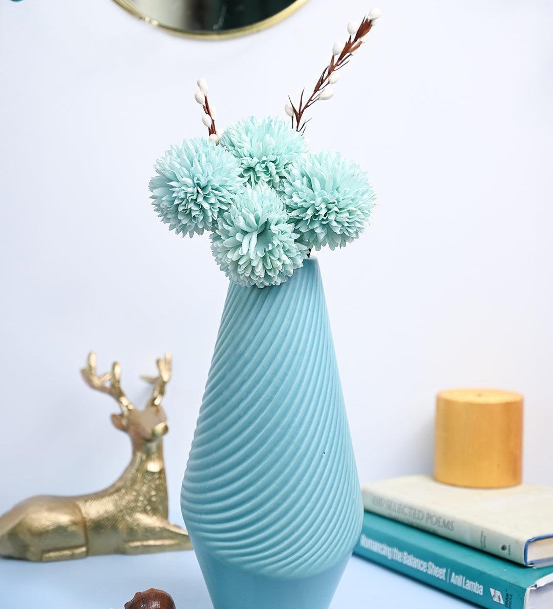 VON CASA Ceramic Sky Blue Vase - MARKET99