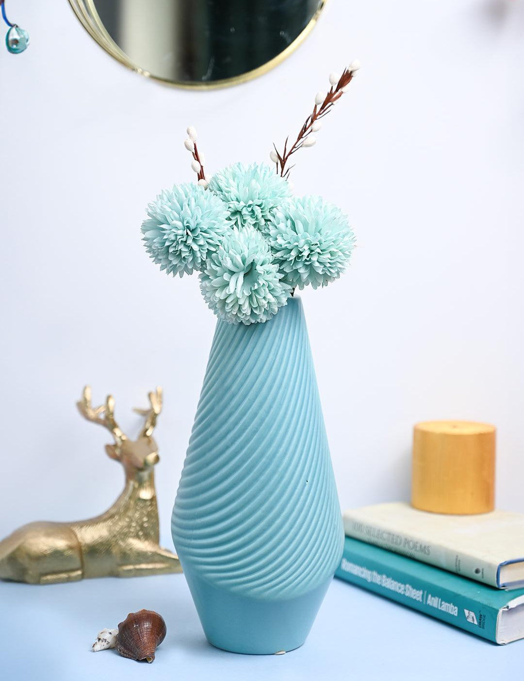 VON CASA Ceramic Sky Blue Vase - MARKET99