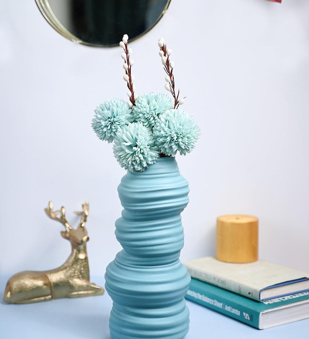 VON CASA Ceramic Sky Blue Vase - MARKET99