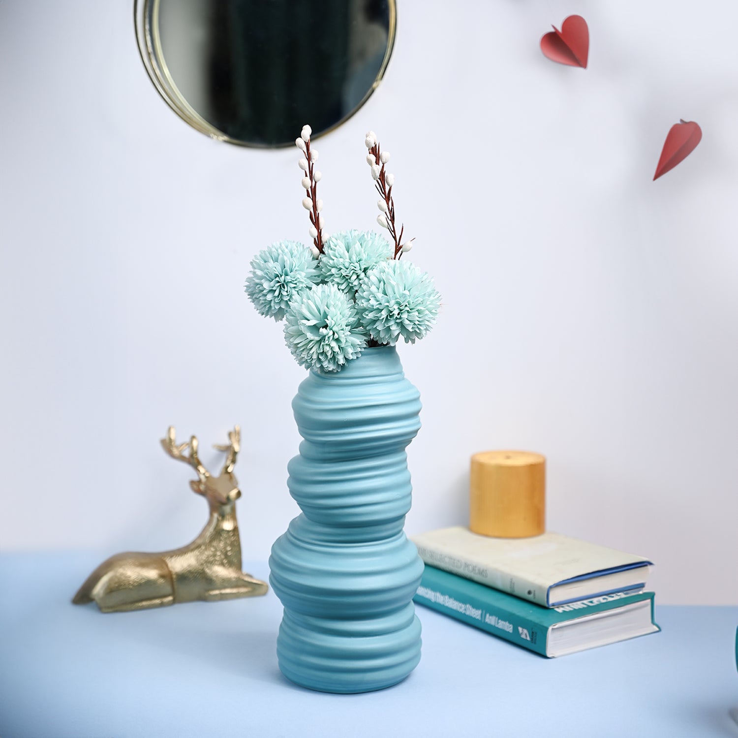 VON CASA Ceramic Sky Blue Vase
