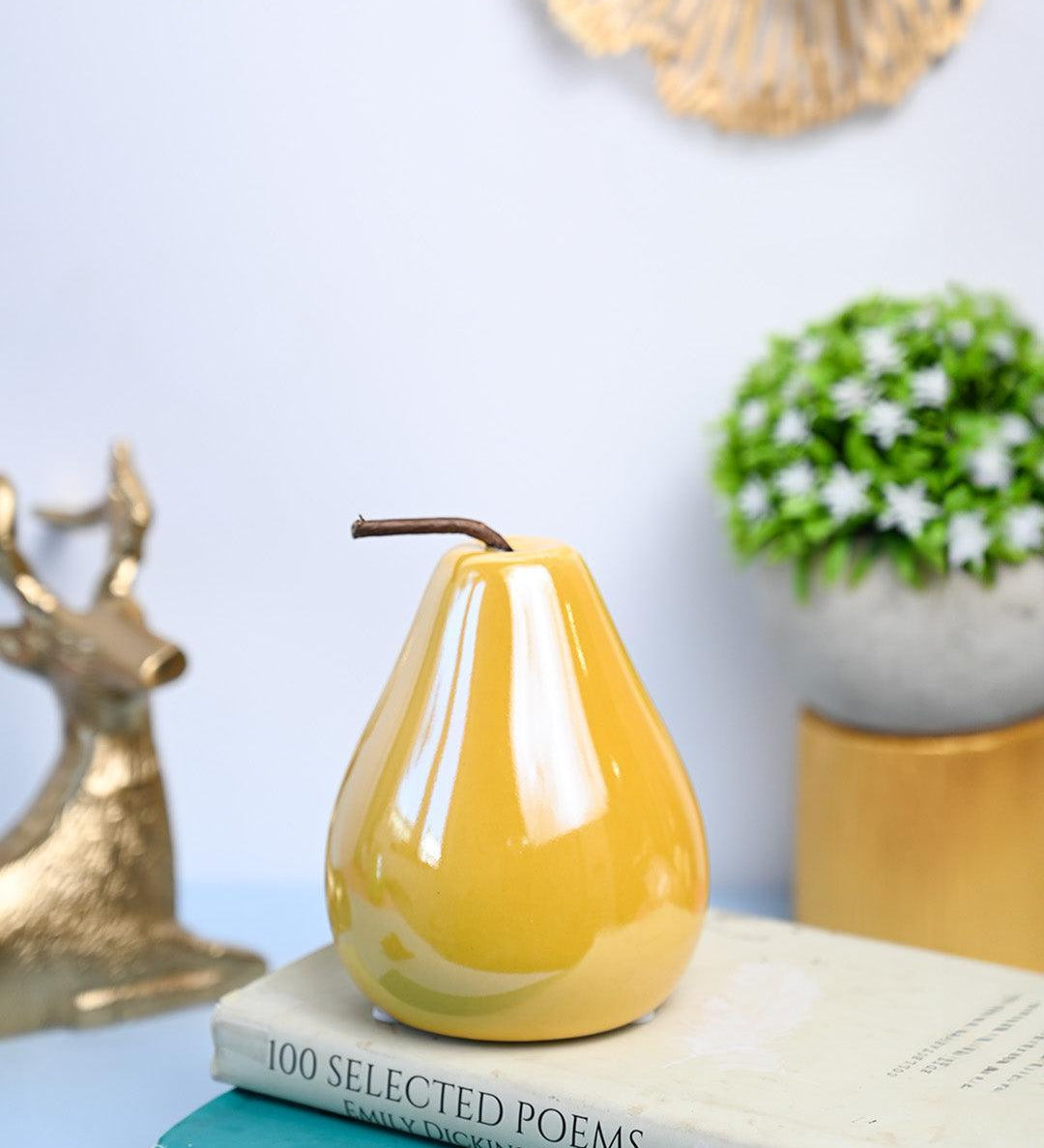 VON CASA Decorative Pear - Ceramic, Yellow - MARKET99