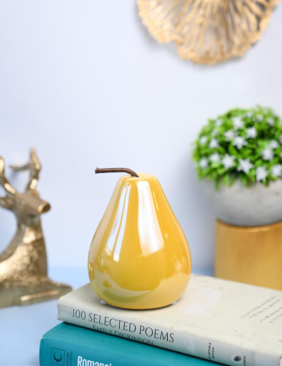 VON CASA Decorative Pear - Ceramic, Yellow - MARKET99