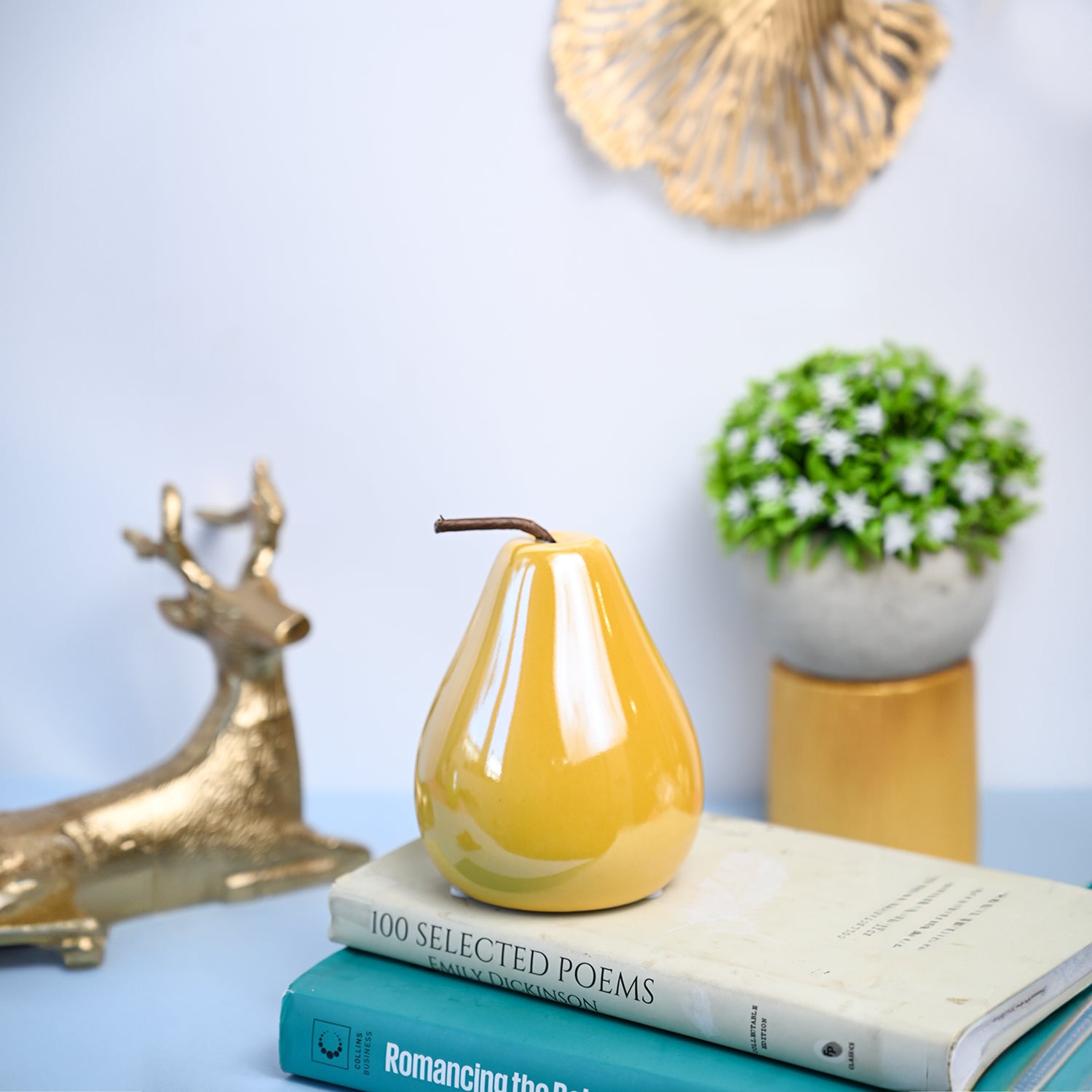 VON CASA Decorative Pear - Ceramic, Yellow