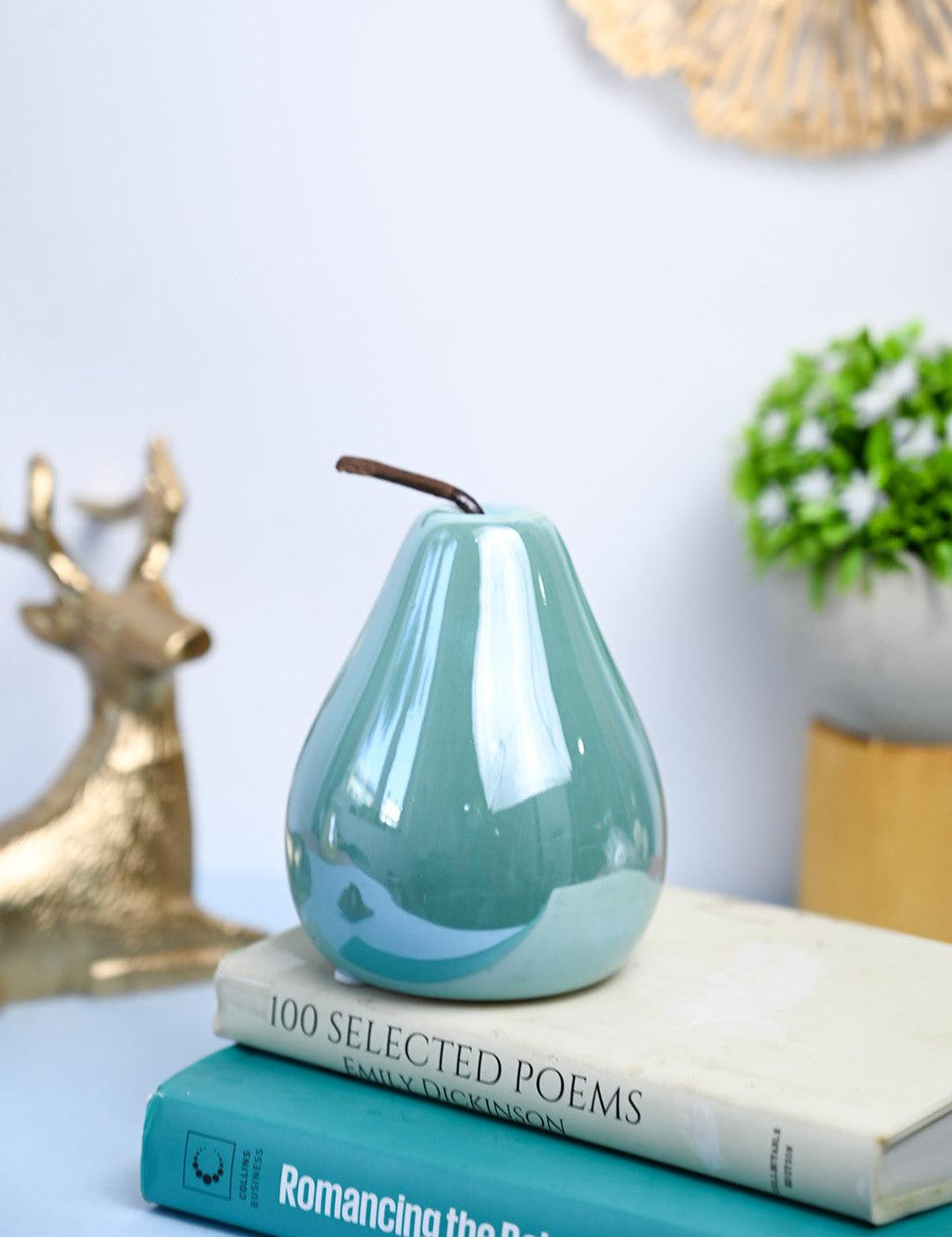 VON CASA Decorative Pear - Ceramic, Sky Blue - MARKET99