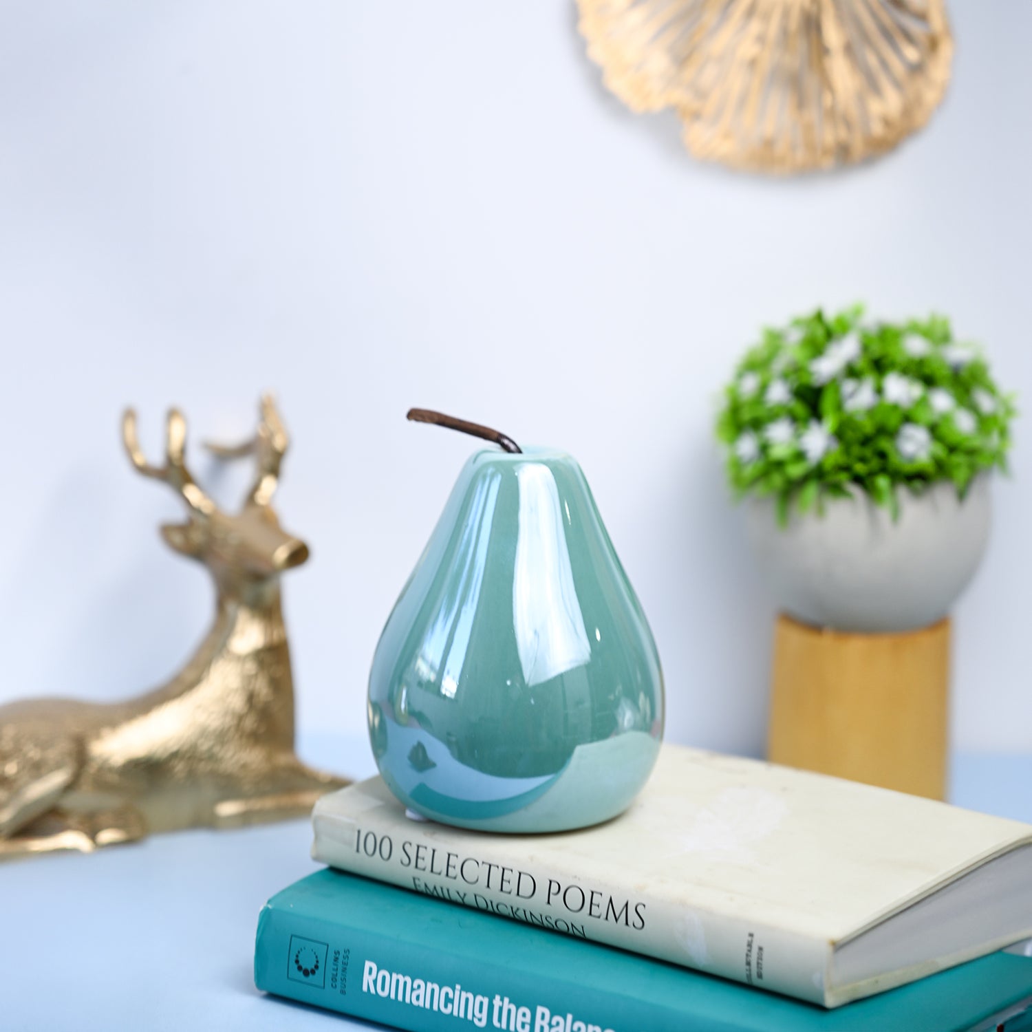 VON CASA Decorative Pear - Ceramic, Sky Blue