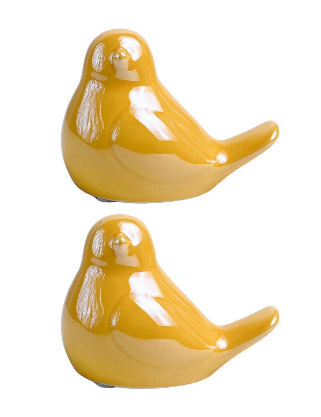 VON CASA Ceramic Decorative Bird - Yellow, Set Of 2 - MARKET99