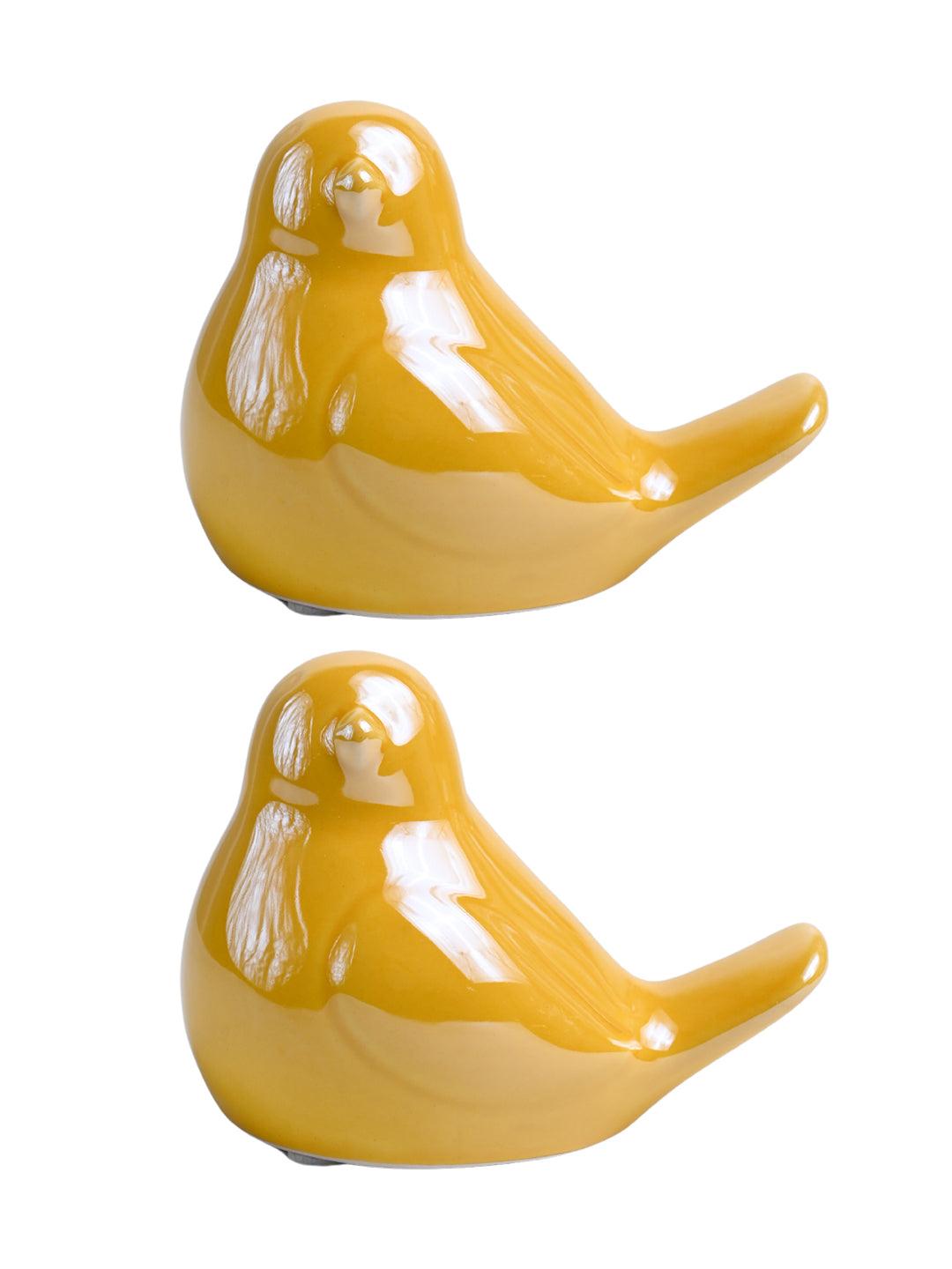 VON CASA Ceramic Decorative Bird - Yellow, Set Of 2 - MARKET99