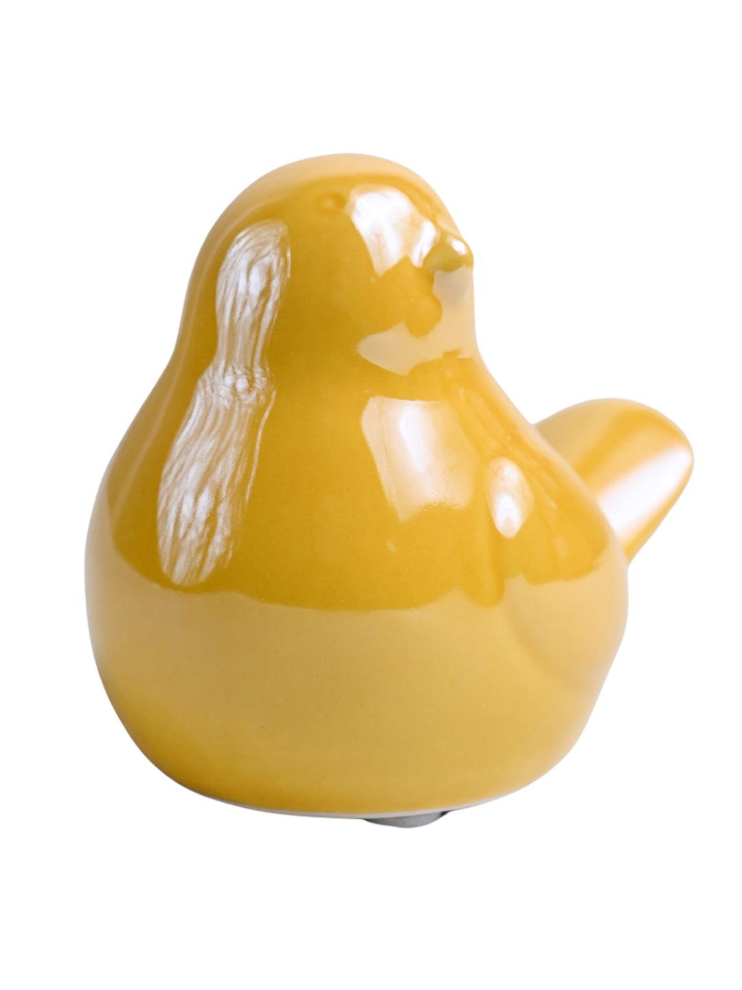 VON CASA Ceramic Decorative Bird - Yellow, Set Of 2 - MARKET99