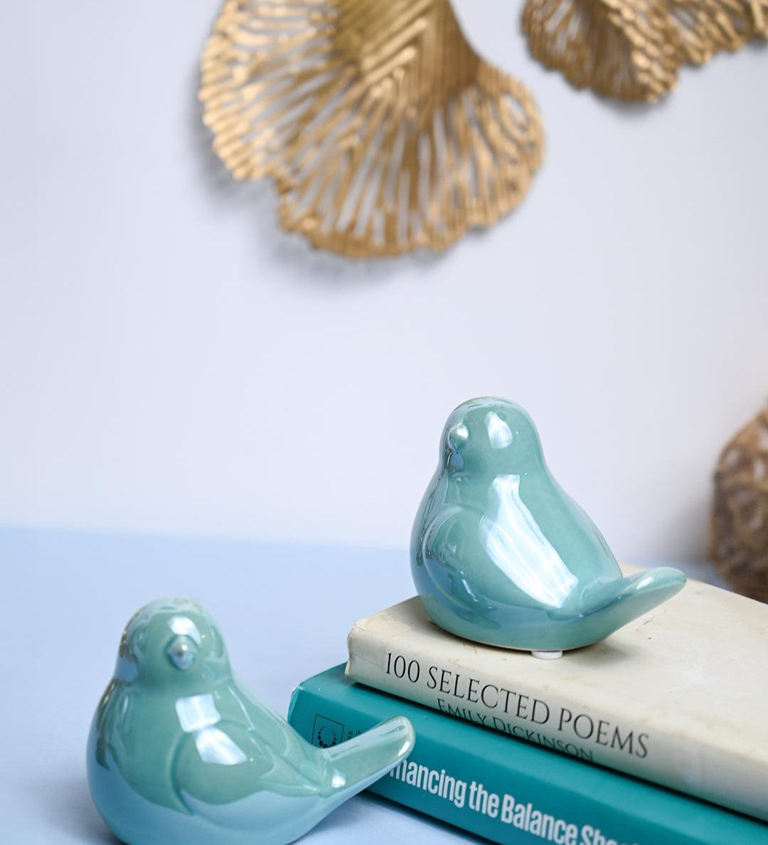 VON CASA Ceramic Decorative Bird - Skyblue, Set Of 2 - MARKET99