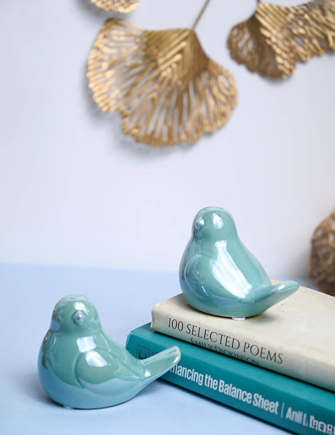 VON CASA Ceramic Decorative Bird - Skyblue, Set Of 2 - MARKET99