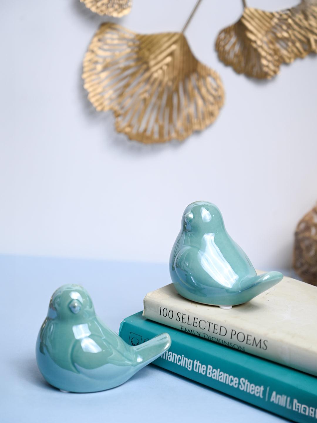 VON CASA Ceramic Decorative Bird - Skyblue, Set Of 2 - MARKET99