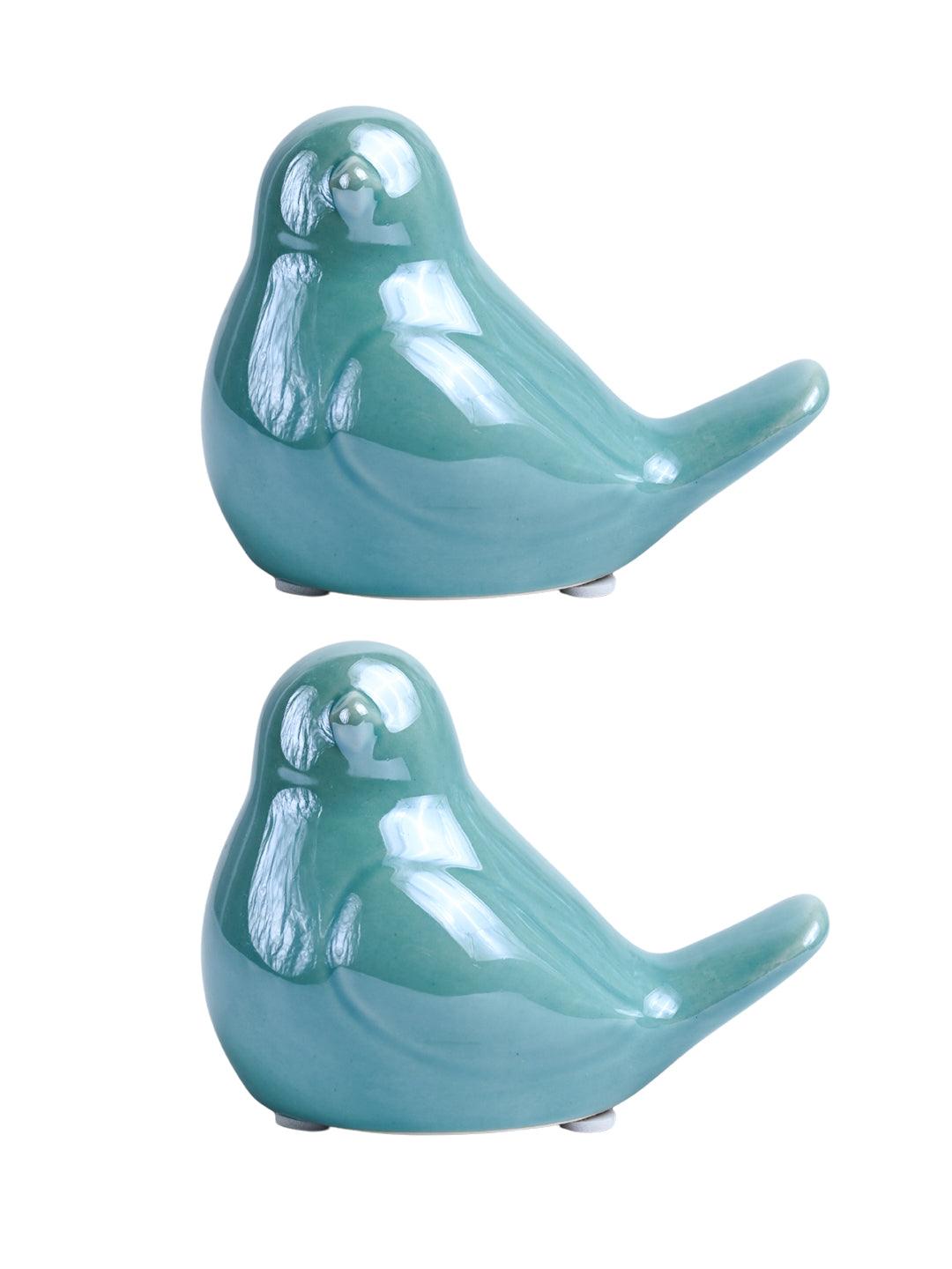 VON CASA Ceramic Decorative Bird - Skyblue, Set Of 2 - MARKET99