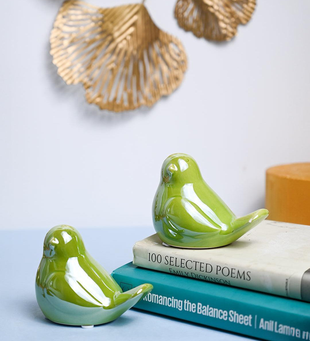 VON CASA Ceramic Decorative Bird - Green, Set Of 2 - MARKET99