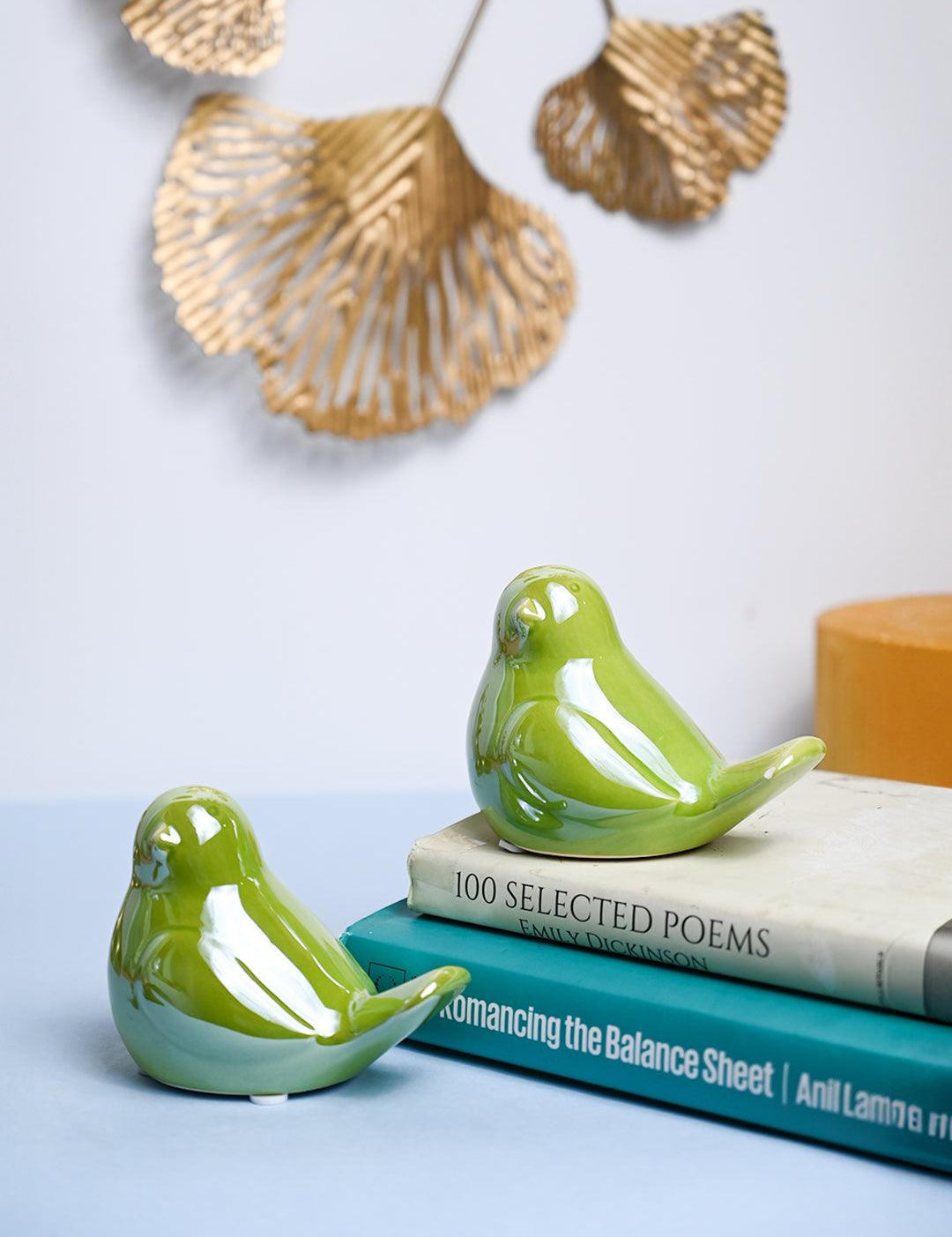 VON CASA Ceramic Decorative Bird - Green, Set Of 2 - MARKET99