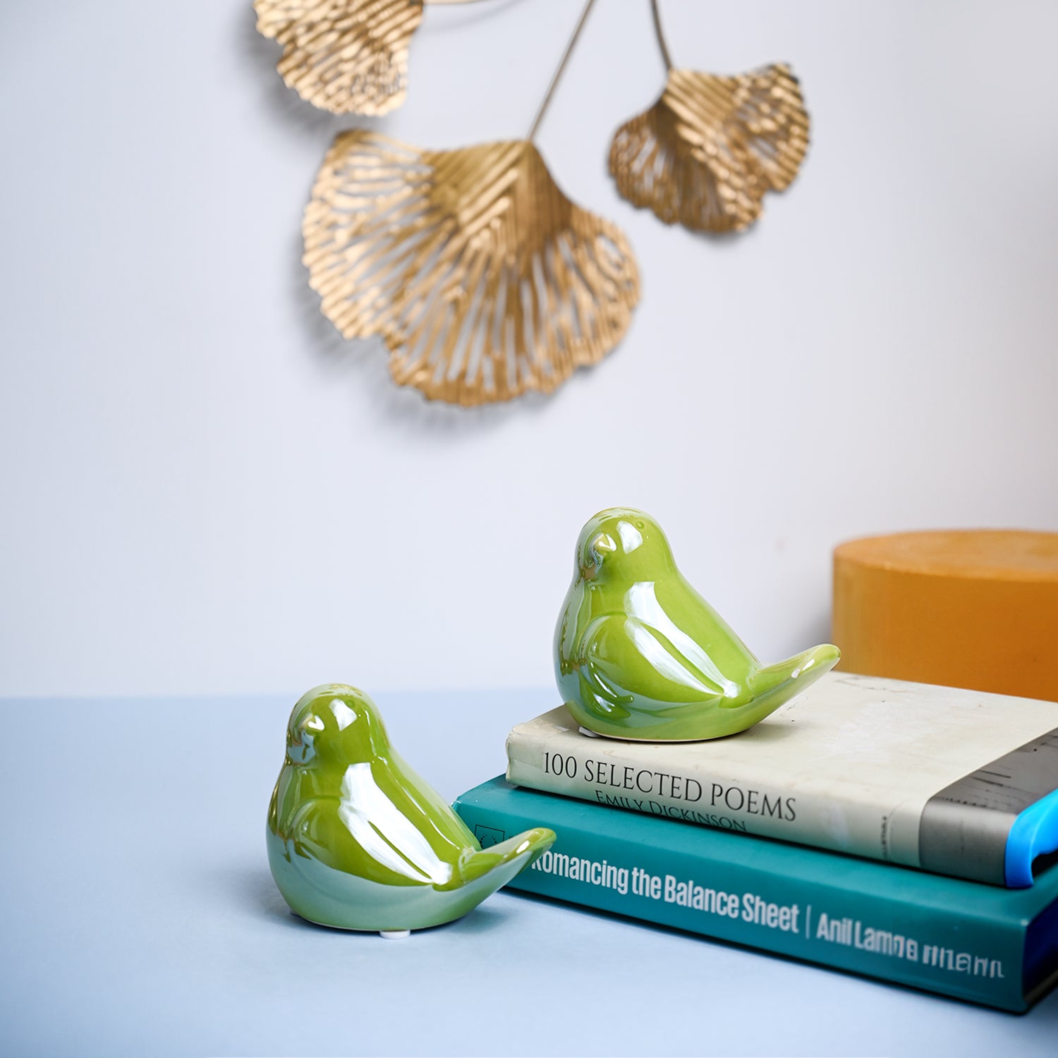 VON CASA Ceramic Decorative Bird - Green, Set Of 2