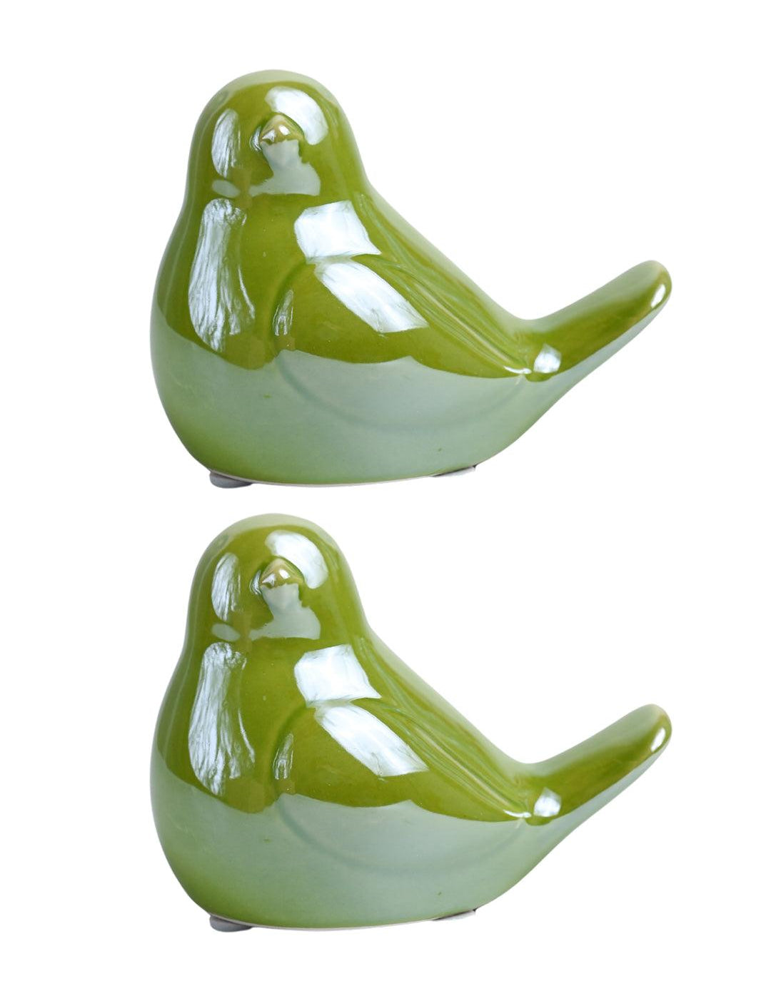 VON CASA Ceramic Decorative Bird - Green, Set Of 2 - MARKET99