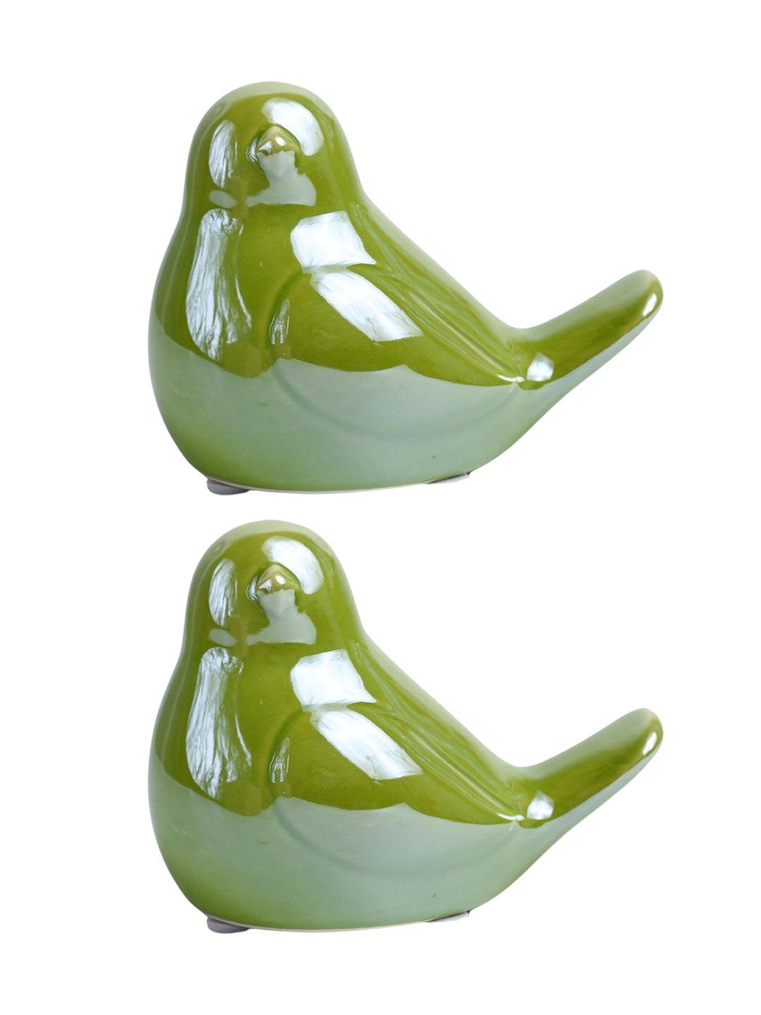 VON CASA Ceramic Decorative Bird - Green, Set Of 2 - MARKET99