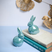 VON CASA Ceramic Decorative Rabbit - Skyblue, Set Of 2