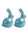 VON CASA Ceramic Decorative Rabbit - Skyblue, Set Of 2 - MARKET99