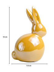 VON CASA Ceramic Decorative Rabbit - Yellow, Set Of 2 - MARKET99