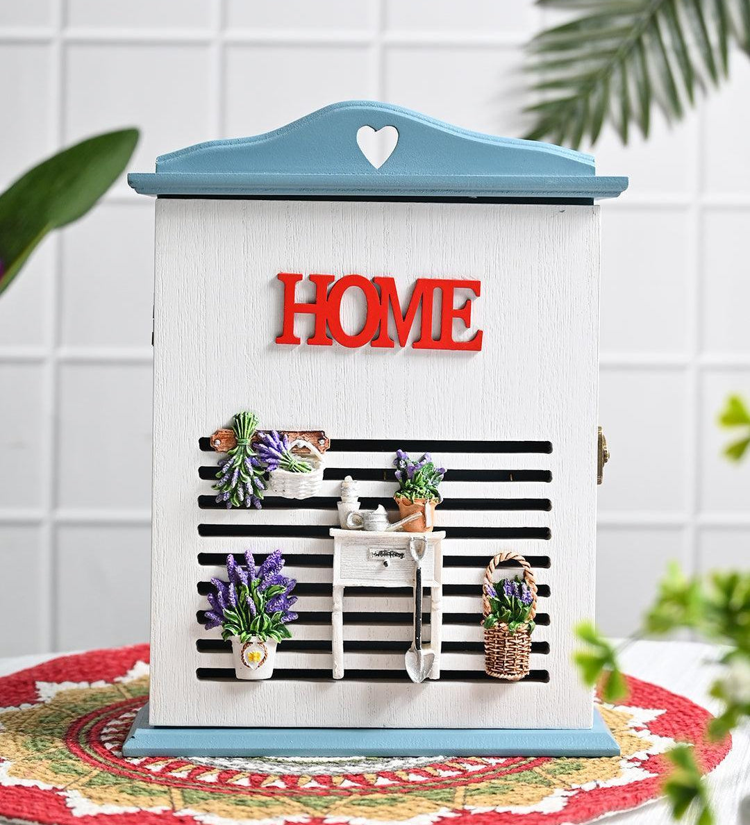 White Wood HOME Key Organizer Box - MARKET99